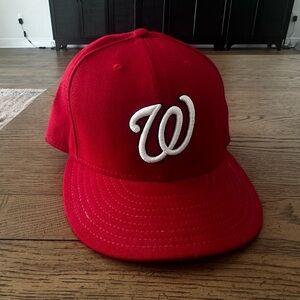 Washington Nationals MLB New Era 59FIFTY Fitted Hat Cap 7-3/8 Red